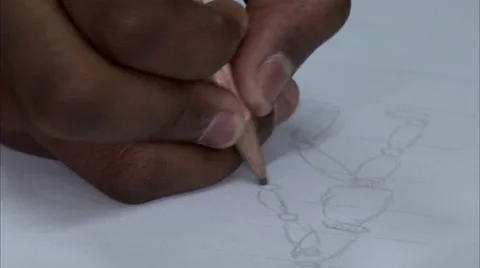 African schoolboy practice figure drawing in classroom Stock Footage 47850283