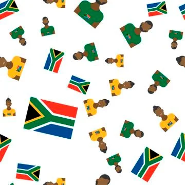 African seamless pattern with Flag and people. Flat vector illustration EPS 1 Illustrazione stock