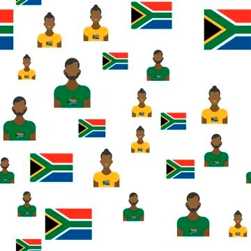 African seamless pattern with Flag and people. Flat vector illustration EPS 1 Stock Illustration