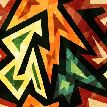 African seamless pattern with grunge effect Stock Illustration