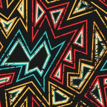 African seamless pattern with grunge effect Stock Illustration