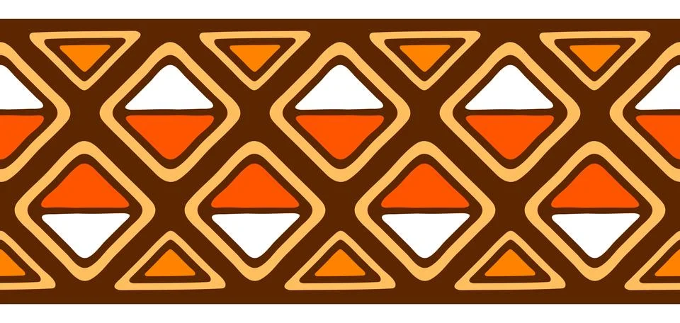 African seamless pattern. Hand stamp printing. Ethnic folk texture. Stock Illustration