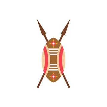 African shield and spears. Stock Illustration
