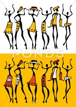 African silhouette set. Stock Illustration
