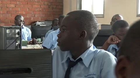 African students at computer lab in school-studying-Education in Africa Stock Footage 58992074