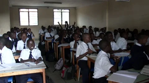 African students in a very crowded classroom at school-Education Africa Stock Footage 58993621