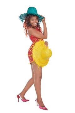 African with sunhat Stock Photos