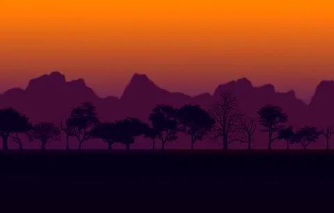 African sunset Stock Illustration