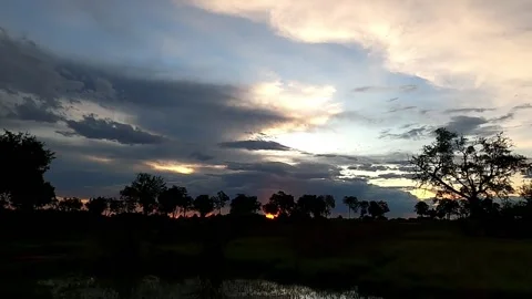 African Sunset in the Okavango Delta. Stock Footage 147709368