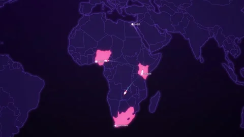 African Tech Startups on Cyber Map Stock Footage 341827762