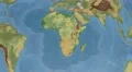 african tectonic plate extruded on disc. elevation & bathymetry, shader. 4k 4k or 4k+ Resolution