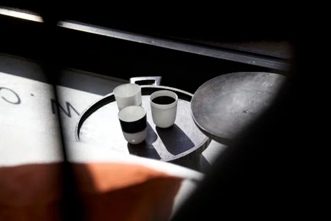African tee table with cups Stock Photos