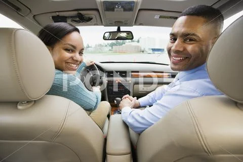 African Teenager In Car With Father