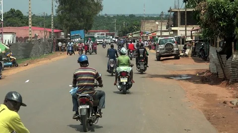 African traffic motorbikes everywhere Stock Footage 79063945