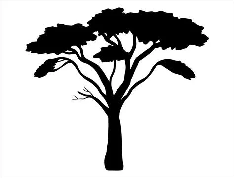 African tree silhouette vector art Stock Illustration