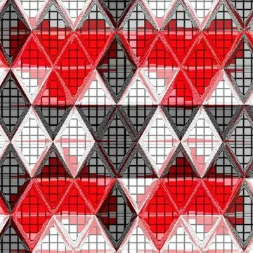 African triangle continuous pattern in red, white and grey Stock Illustration