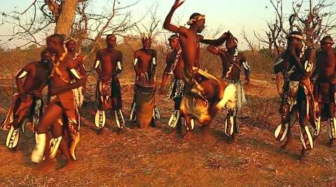 African tribal song and dance variations in Victoria Falls, Zimbabwe. Stock Footage 44008564