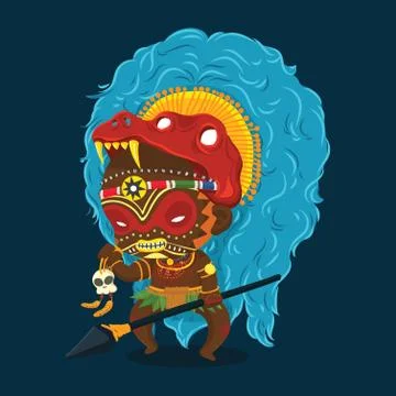 African Tribe Shaman Cartoon Character Stock Illustration