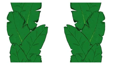African tropical leaf frame vertical seamless border pattern. Vector backgrou Stock Illustration