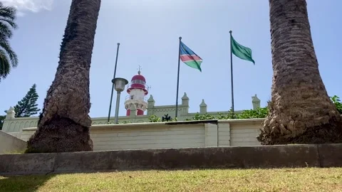 African union flag in Namibia Video stock 185432725