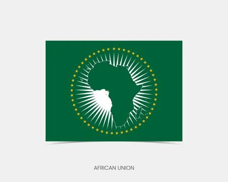 African Union Rectangle flag icon with shadow. Illustrazione stock