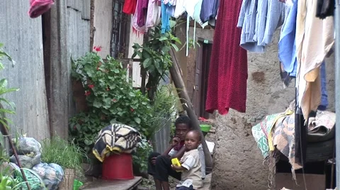 African urban slums Stock Footage 1045757