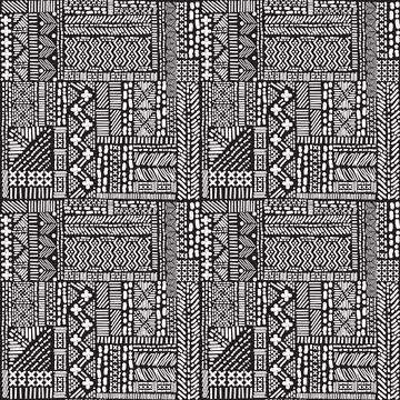African vector seamless pattern in ethnic tribal style. Dark african style Stock Illustration