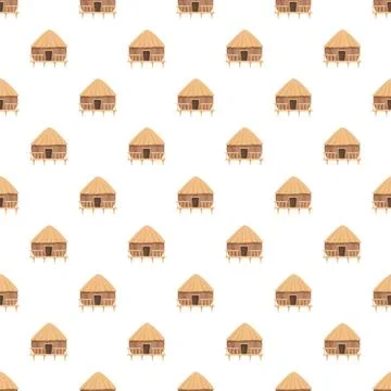 African village huts pattern on white background 스톡 일러스트