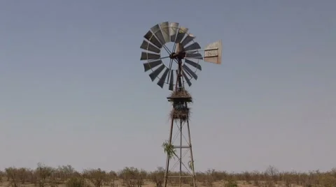 African Watermill in the wind Stock Footage 8573386