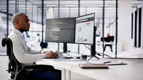 African Web Developer Programming Online Shop Stock Footage 262879620