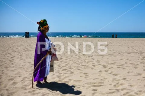 African woman on a beach Stock Photos