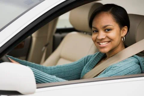 African woman sitting in car Stock Photos