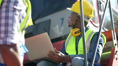 African workers. Engineer. Technician checking Heavy machine engine. 스톡 동영상 167834263