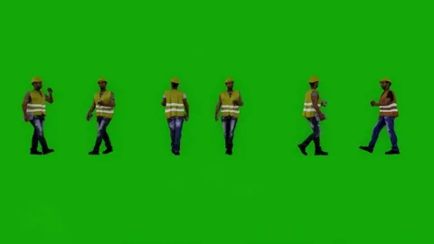 African working man on green screen going to work and drinking coffee with six d Stock-Footage 204792124