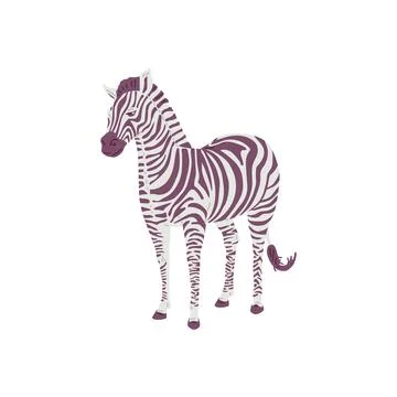 African Zebra standing flat vector illustration isolated on white background. イラスト素材