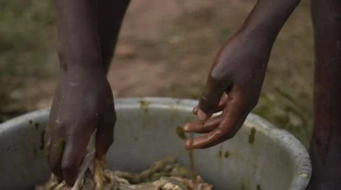 Africans Preparing Meat for Cooking, Uganda Stock Footage 40919722
