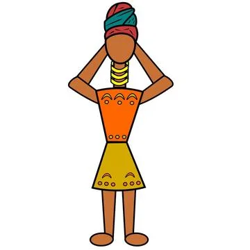 Afrikanerin Afrikanerin mit Halsschmuck und Turban - Illustration. Copyrig... Stock Photos