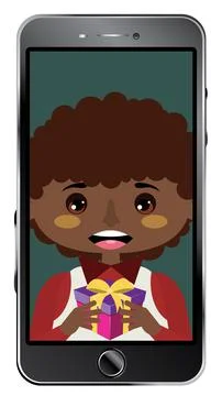 Afro american boy chatting online Illustrazione stock