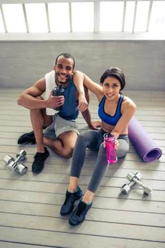 Afro American couple working out Stock Photos