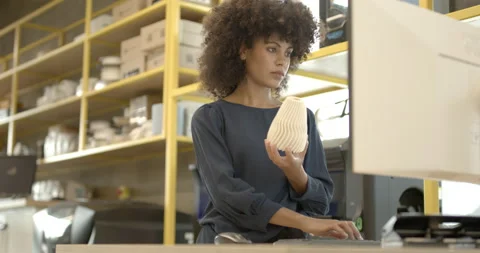 Afro American Female technician engineer working with 3D printer model Stock Footage 165081887