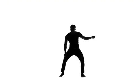 Afro american man dancer continue dancing social latina dance on white, slow Video stock 54341632