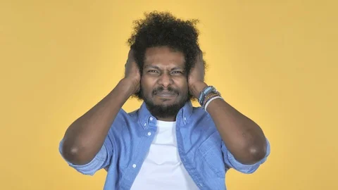 Afro-American Man Gesturing Failure and Problems on Yellow Background Video stock 99219180