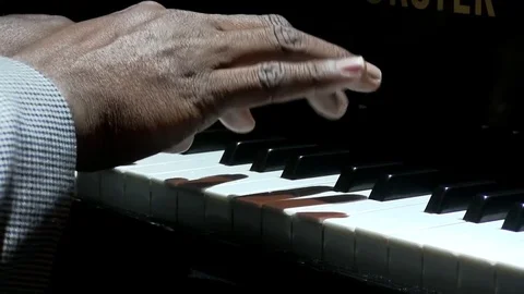 Afro american man hands playing piano Stock Footage 83484019
