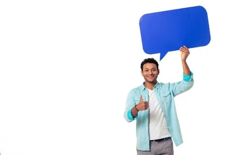 Afro American with speech bubble Stock Photos