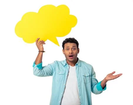 Afro American with speech bubble Stock Photos