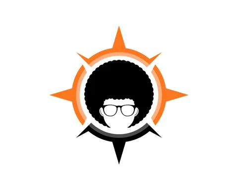Afro boy inside the compass logo Stock Illustration