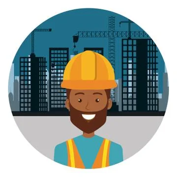 Afro builder constructor on workside character Ilustración de archivo