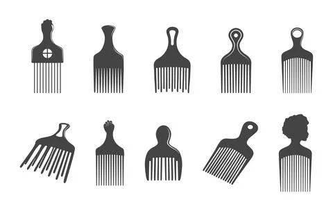 Afro comb silhouette, Afro comb svg, Afro comb clipart Stock Illustration