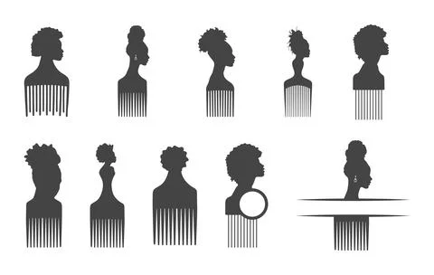 Afro comb svg, Afro comb silhouette, Afro comb clipart, Afro pick svg Stock Illustration
