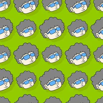 Afro cool man seamless repeat pattern. background illustration Illustrazione stock